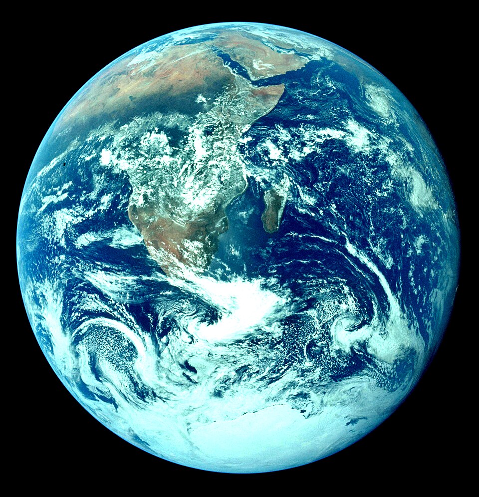The Blue Marble, Earth photographed from Apollo 17, showing Africa, Antarctica and the Arabian Peninsula